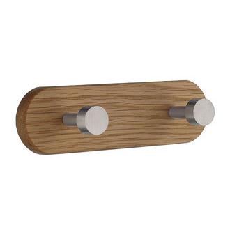 Smedbo B1007 Double Hook Rounded Wooden Coat Rack from the Profile Collection